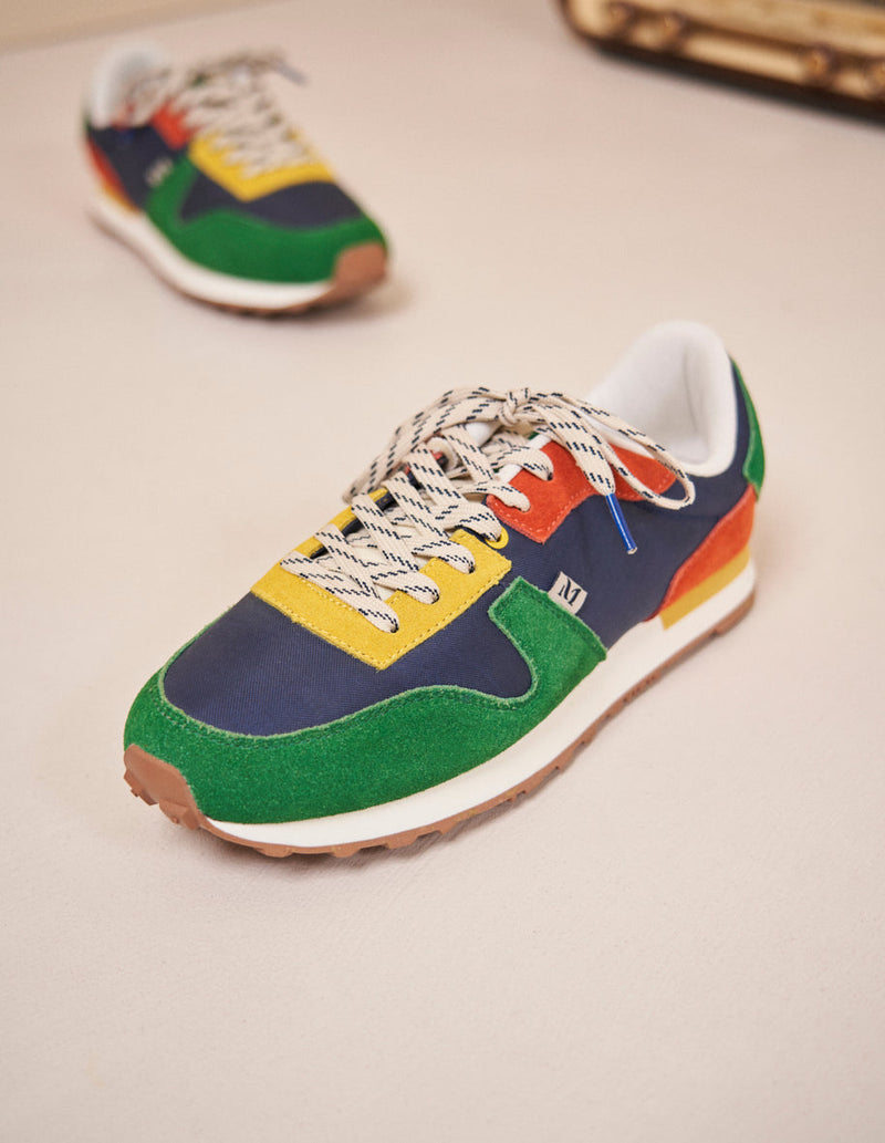 Sacha H Low Sneakers - Suede And Nylon Navy Green Mustard