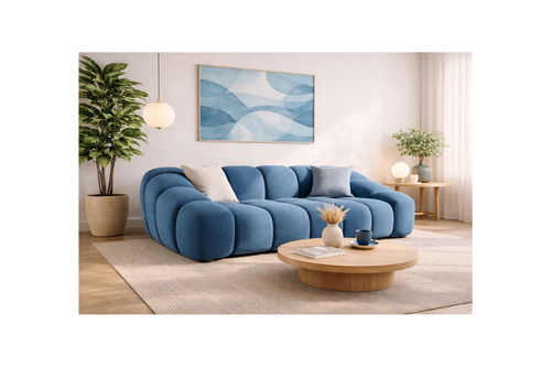 Ava - Canapé - 3 Places - Velours Texturé - Bleu Marine