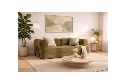 Poppy - Canapé Convertible - 3 Places - Velours Côtelé - Vert