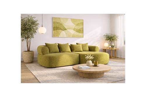 Angela - Canapé D'Angle - 4 Places - Velours Texturé - Vert
