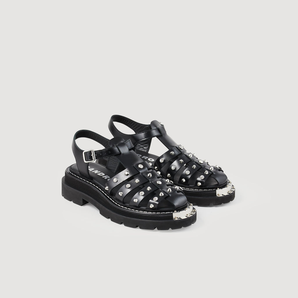 Sandalias Olys Tachonadas De Cuero