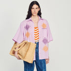 Oversized Embroidered Linen Shirt
