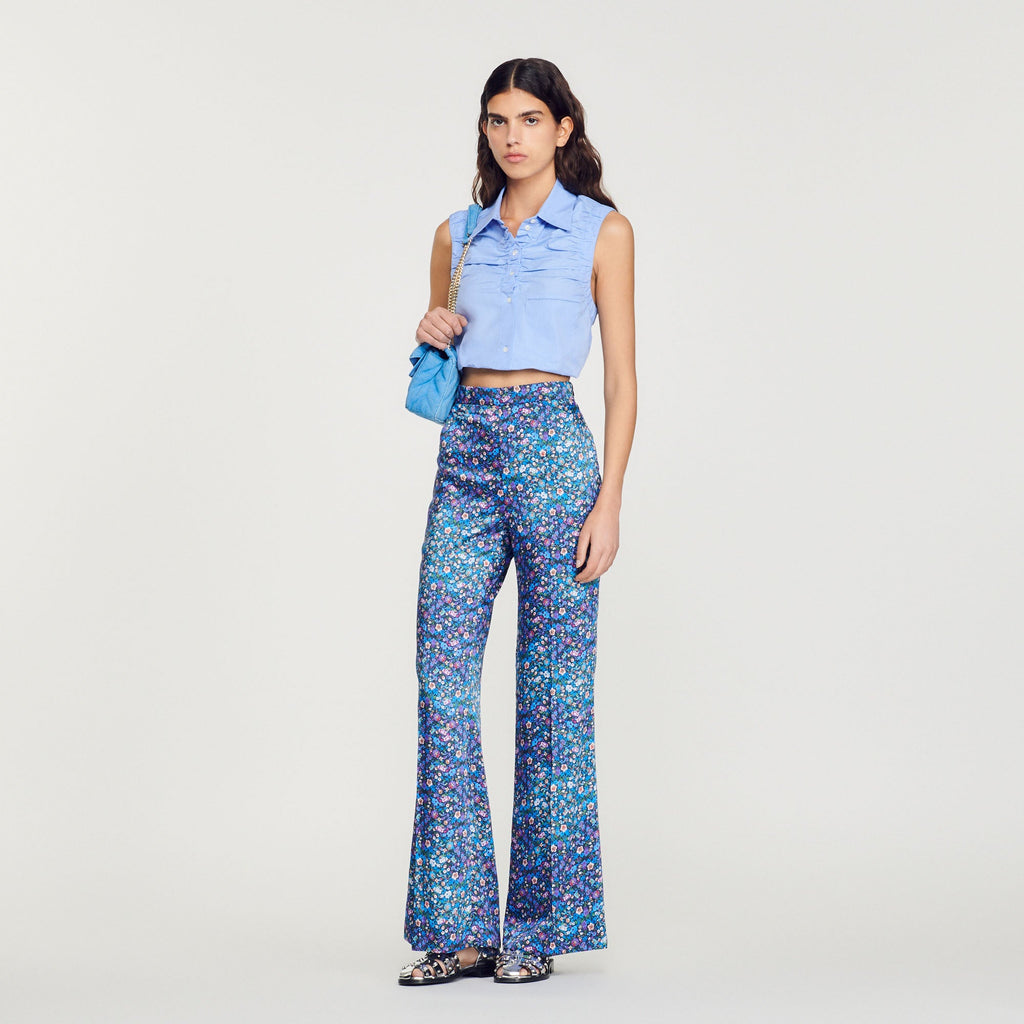 Pantalon Satiné Imprimé Fleuri
