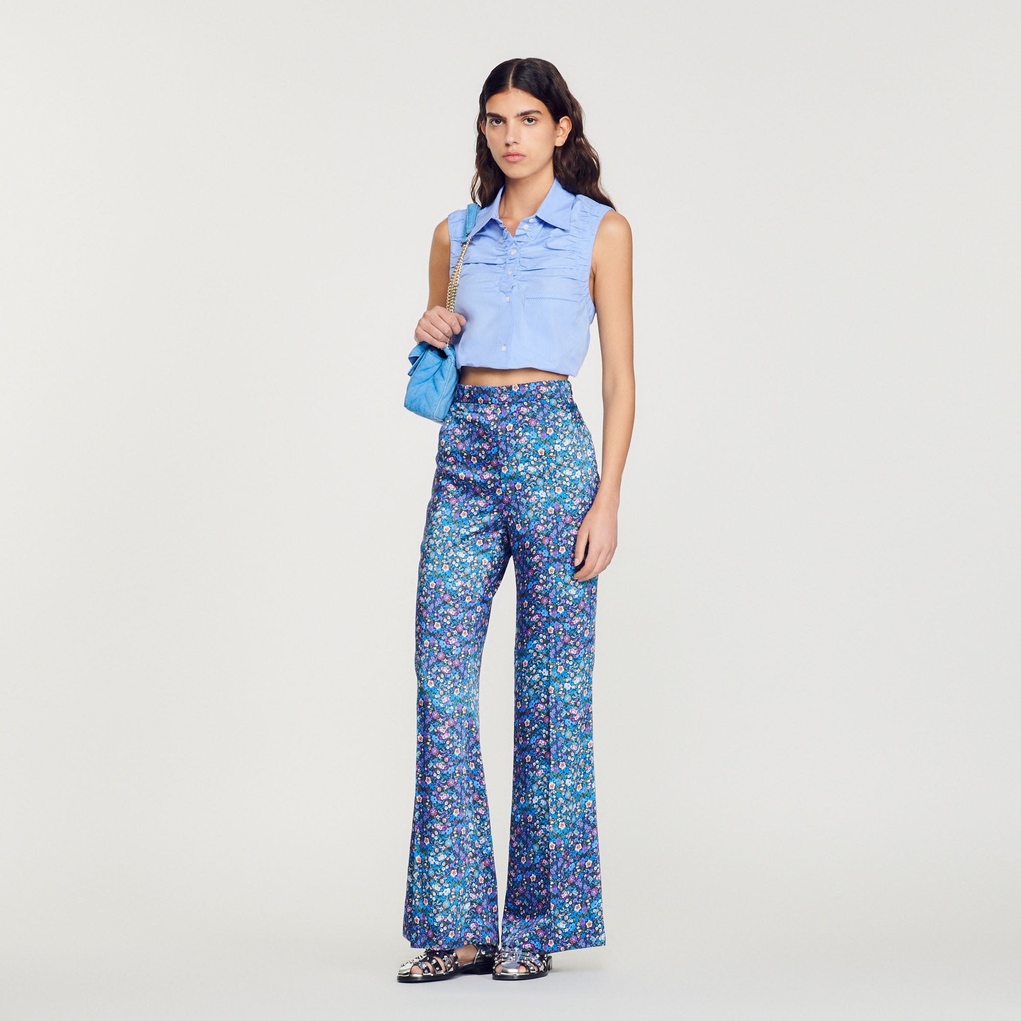 Pantalon Satiné Imprimé Fleuri