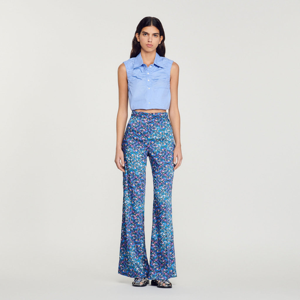 Pantalon Satiné Imprimé Fleuri