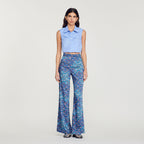 Pantalon Satiné Imprimé Fleuri