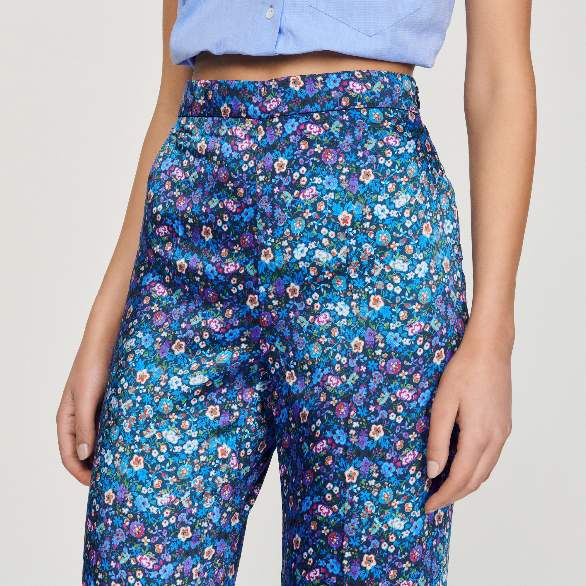 Pantalon Satiné Imprimé Fleuri