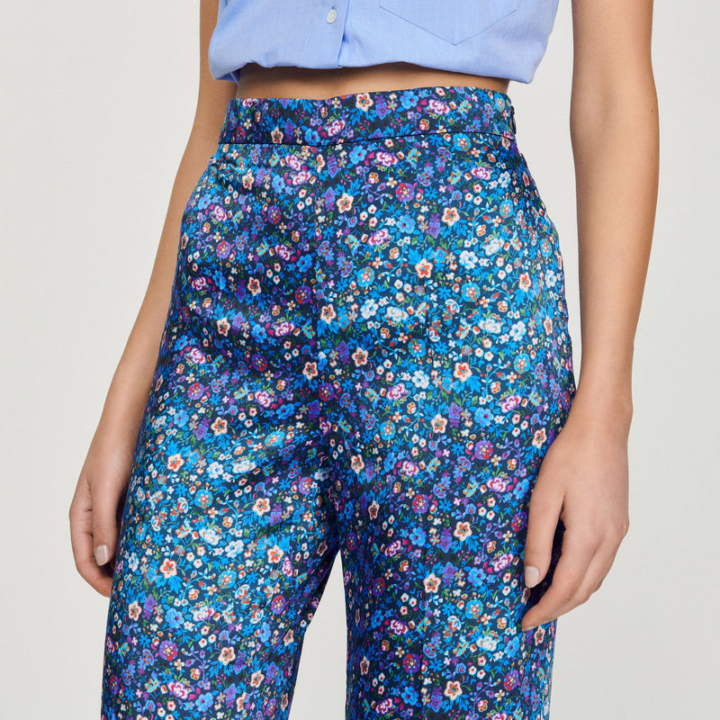 Pantalon Satiné Imprimé Fleuri