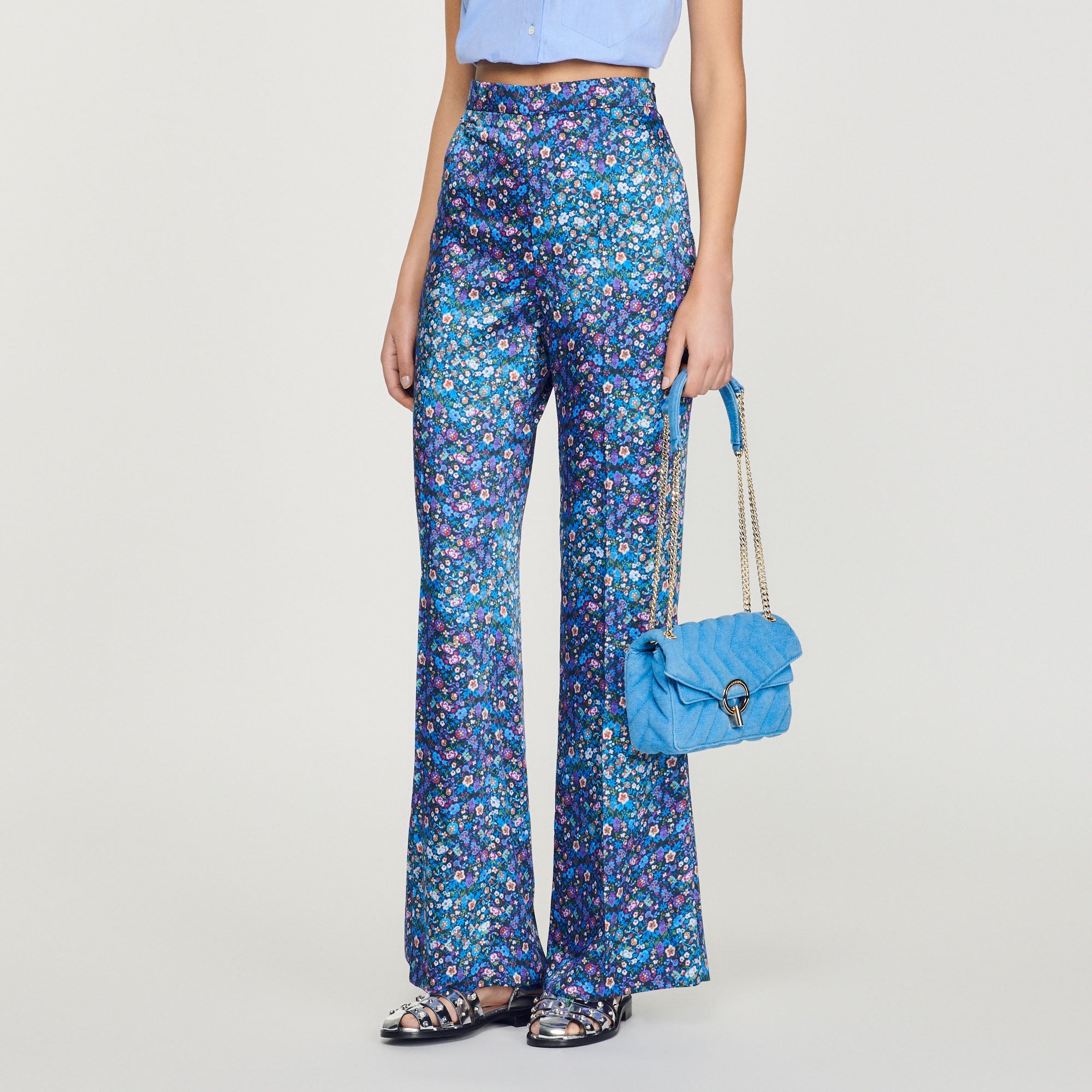 Pantalon Satiné Imprimé Fleuri