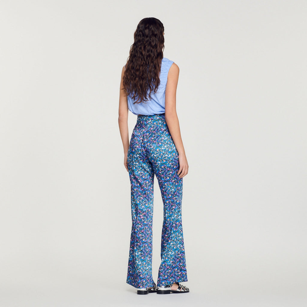 Pantalon Satiné Imprimé Fleuri