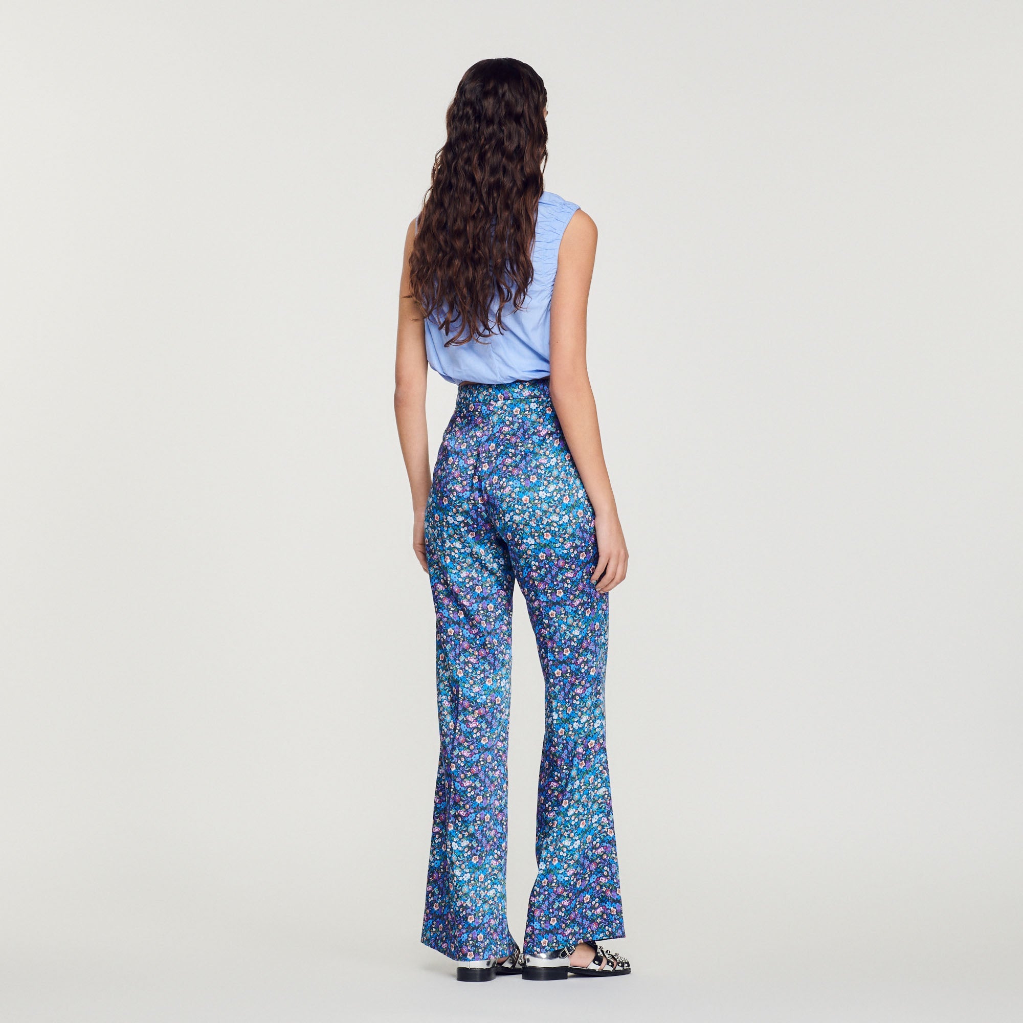 Pantalon Satiné Imprimé Fleuri