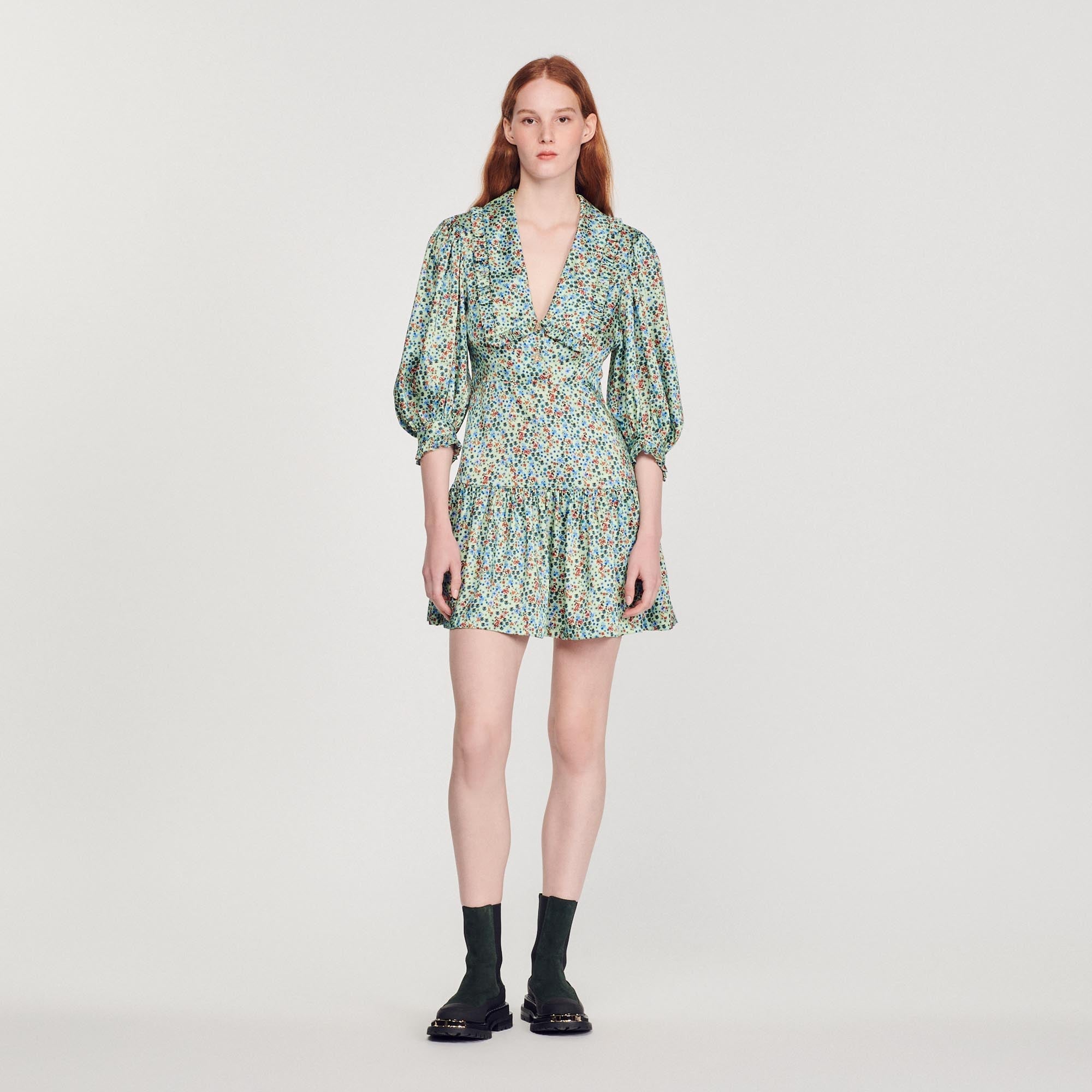Short Fluid Floral Print Dress