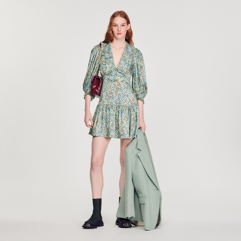 Short Fluid Floral Print Dress
