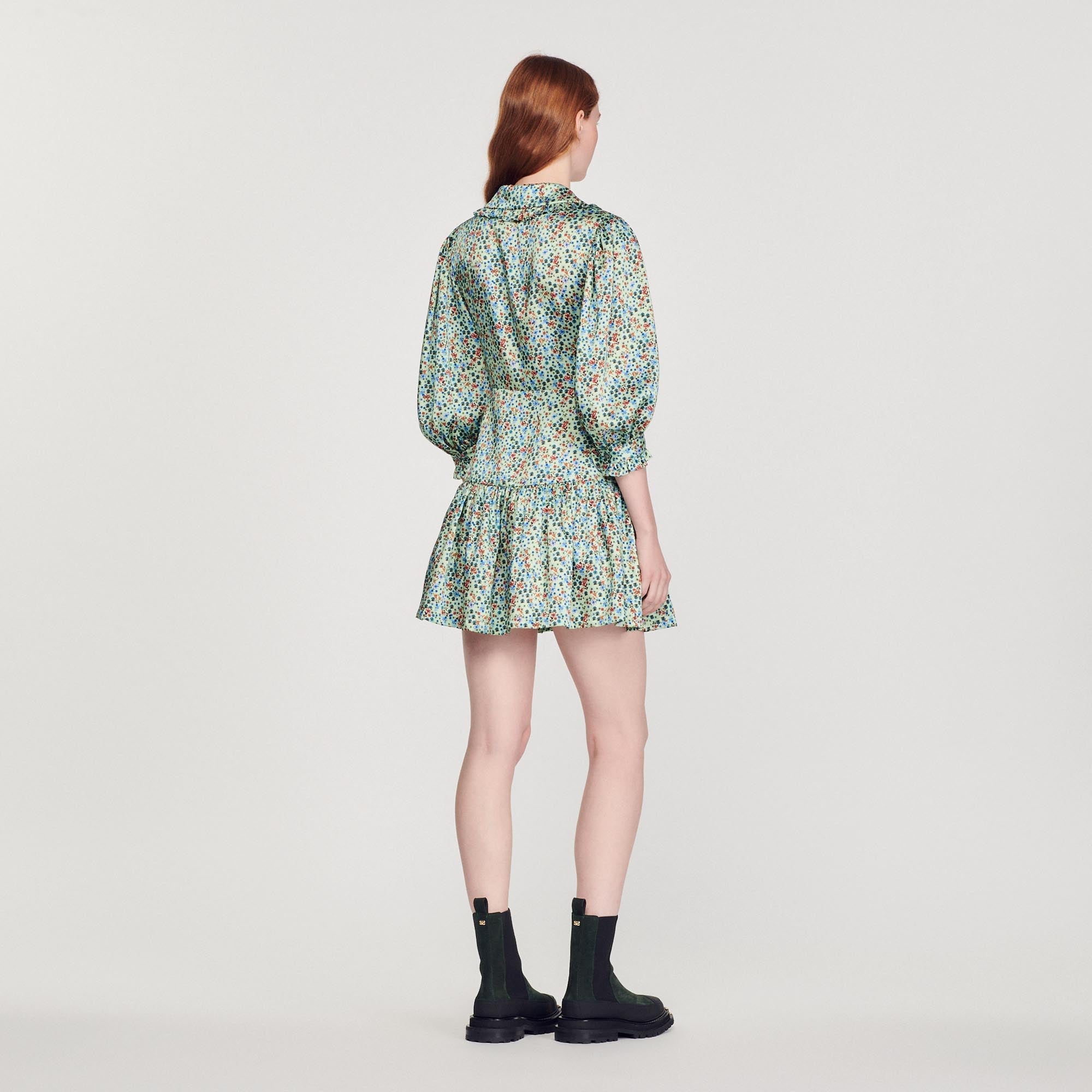 Short Fluid Floral Print Dress