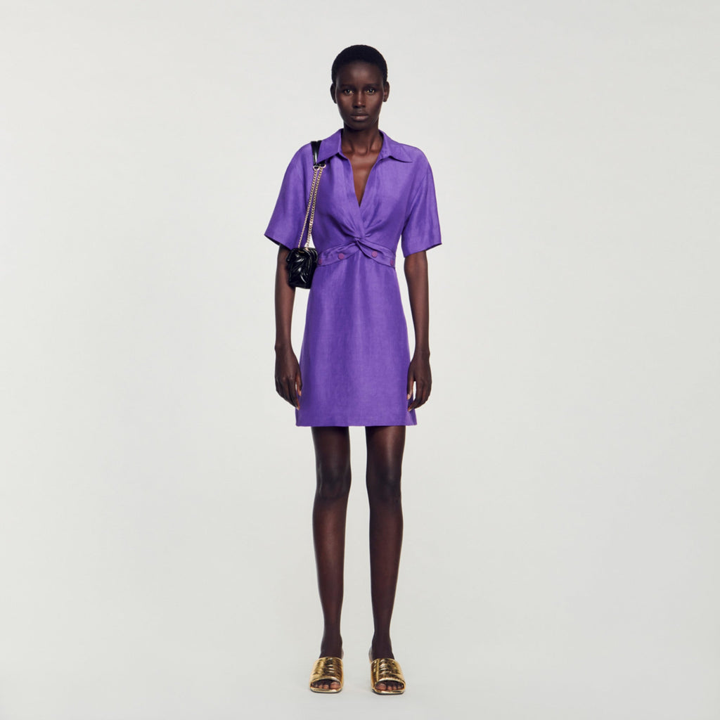 Vestido Corto Con Cuello Camisero