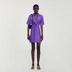 Vestido Corto Con Cuello Camisero