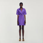 Vestido Corto Con Cuello Camisero