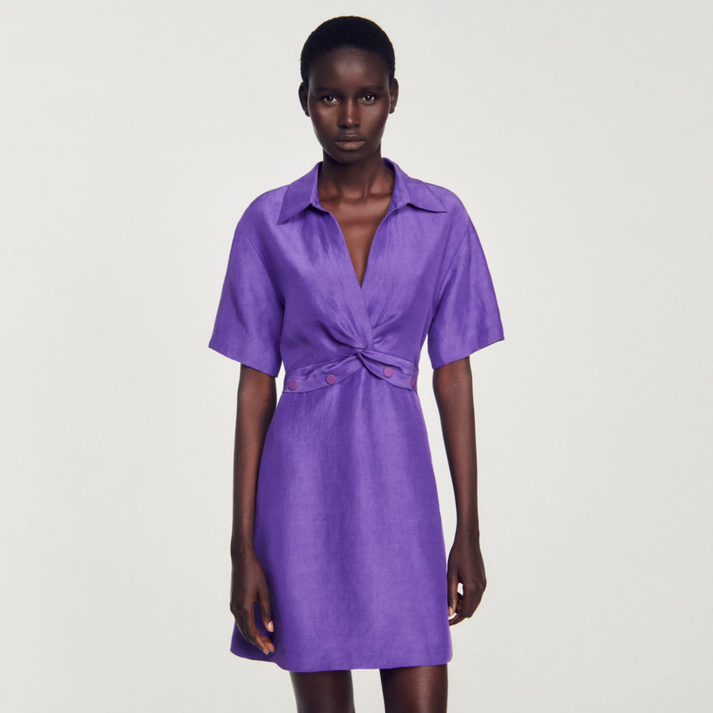 Vestido Corto Con Cuello Camisero