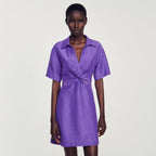 Vestido Corto Con Cuello Camisero