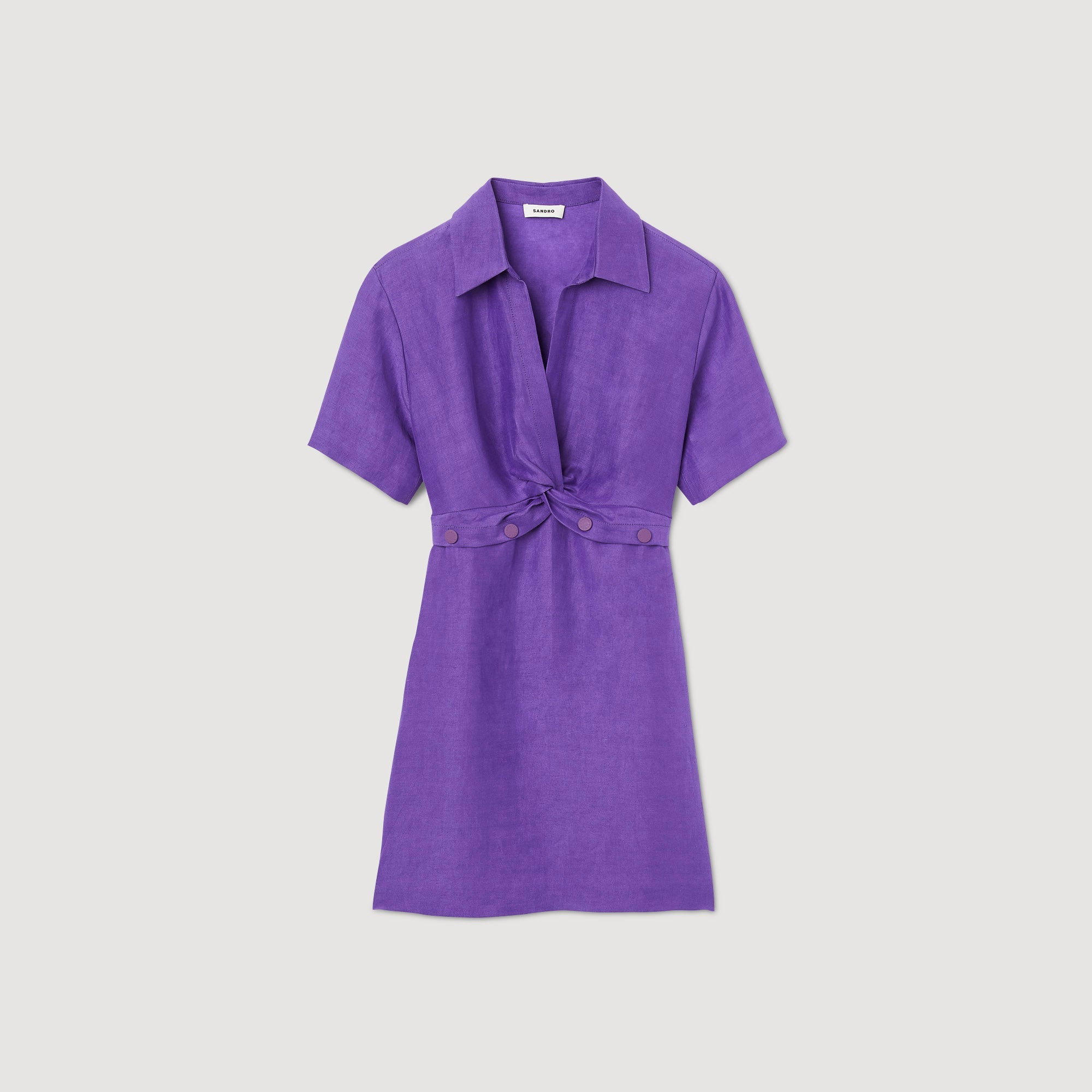 Vestido Corto Con Cuello Camisero