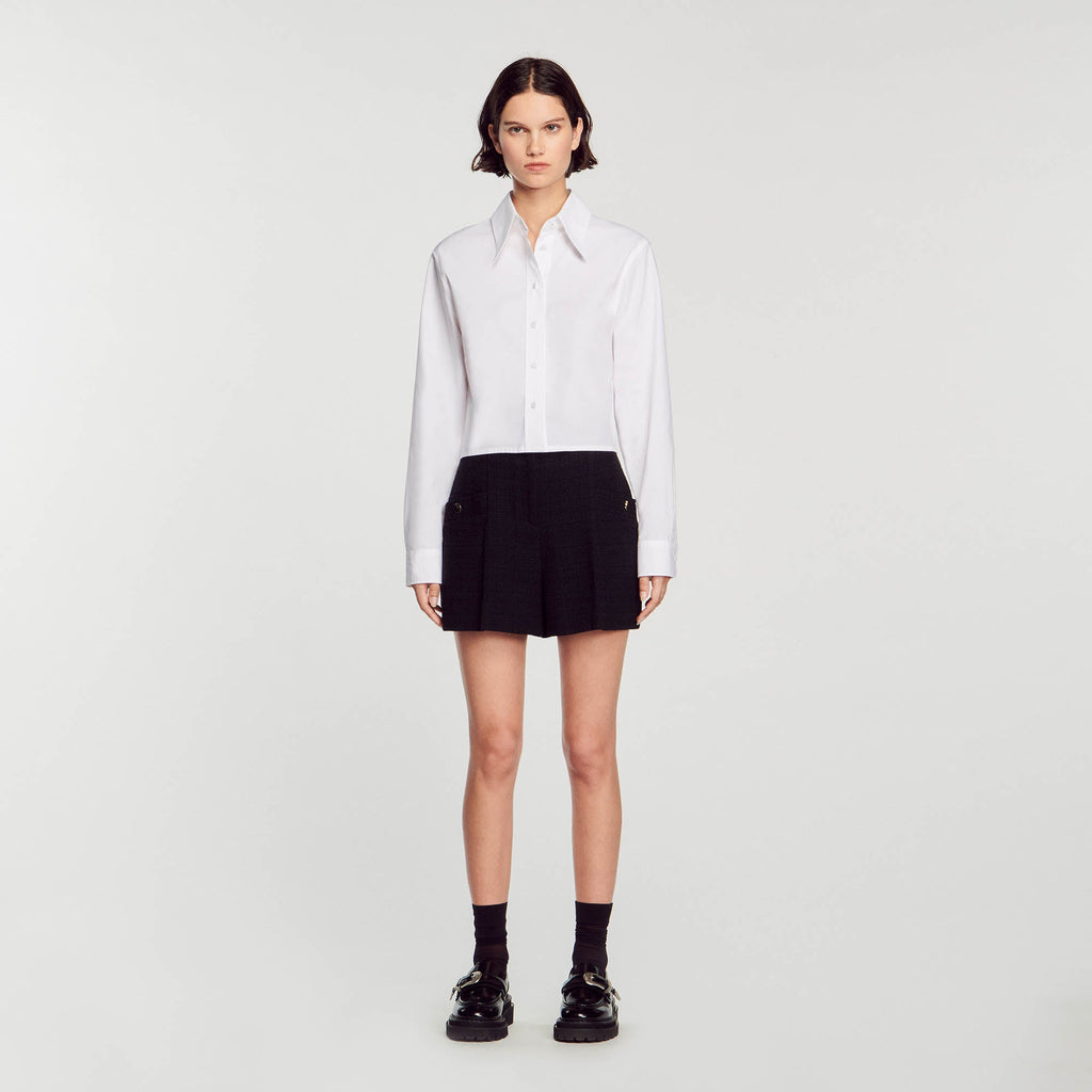 High-Waist Tweed Shorts