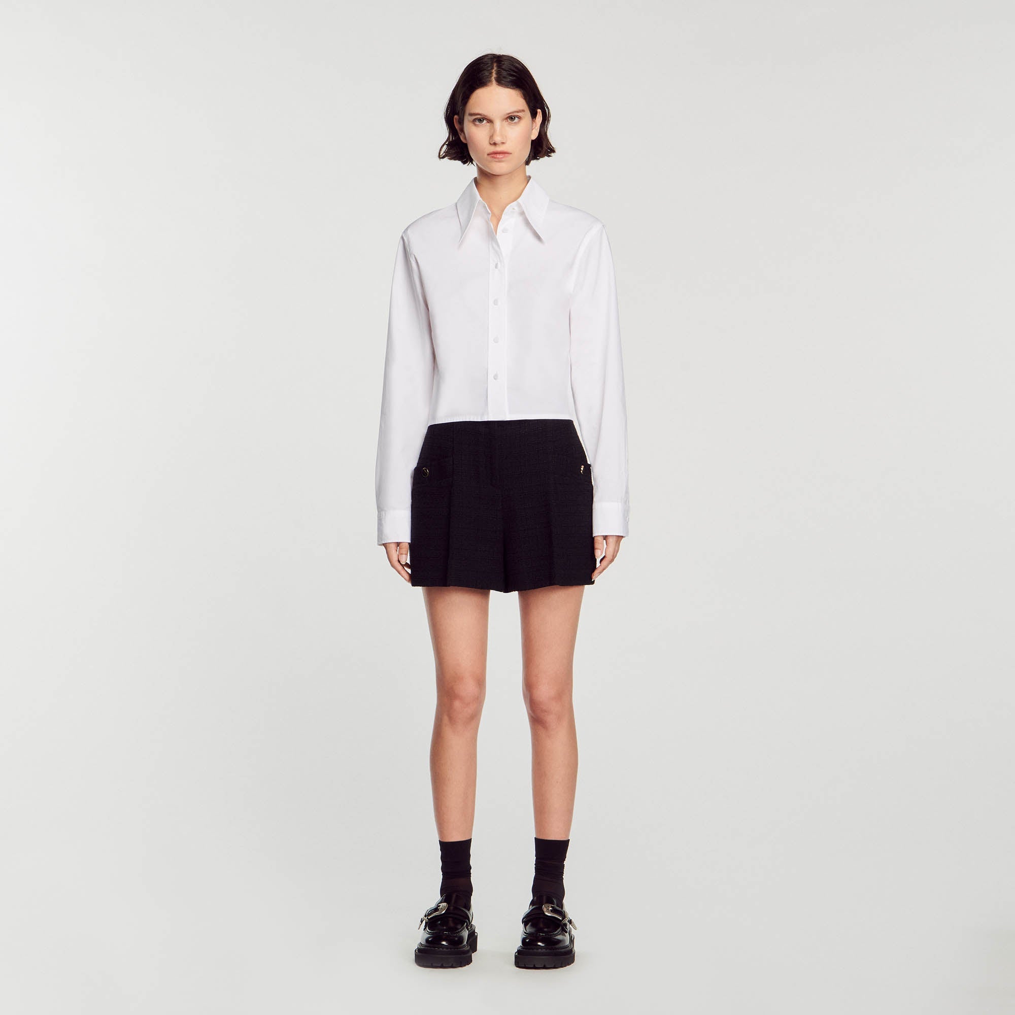 High-Waist Tweed Shorts