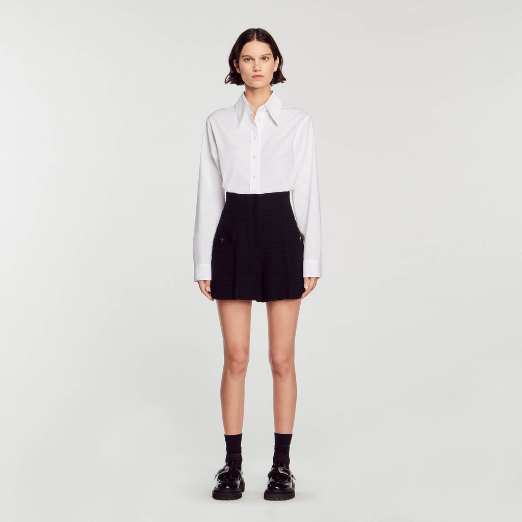 High-Waist Tweed Shorts