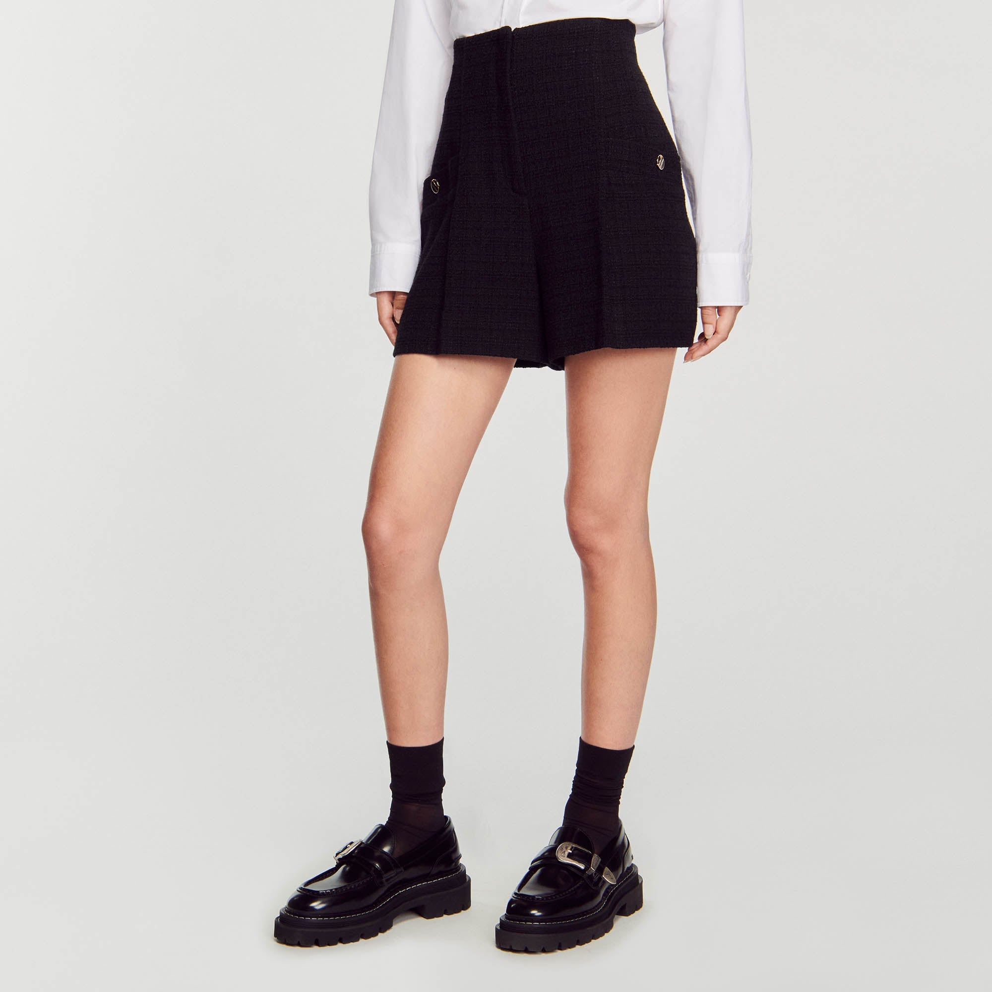 High-Waist Tweed Shorts