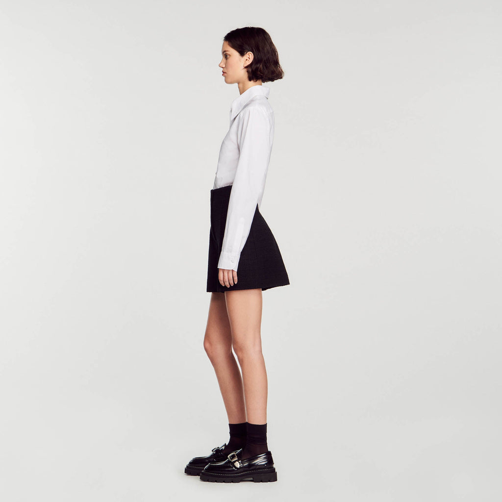 High-Waist Tweed Shorts