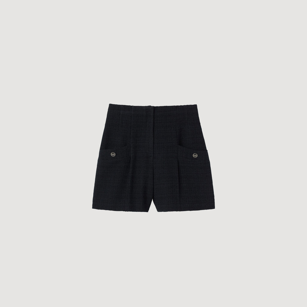 High-Waist Tweed Shorts