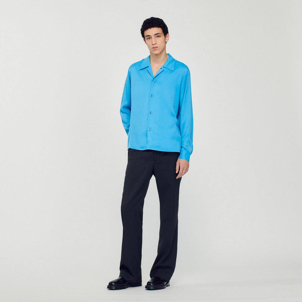 Camisa Fluida Cuello Mao Hombre