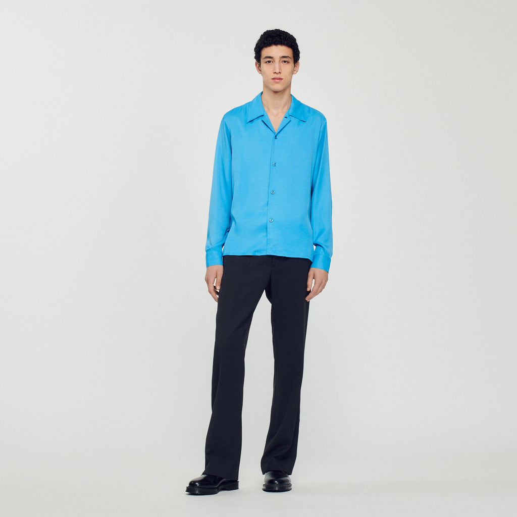 Camisa Fluida Cuello Mao Hombre