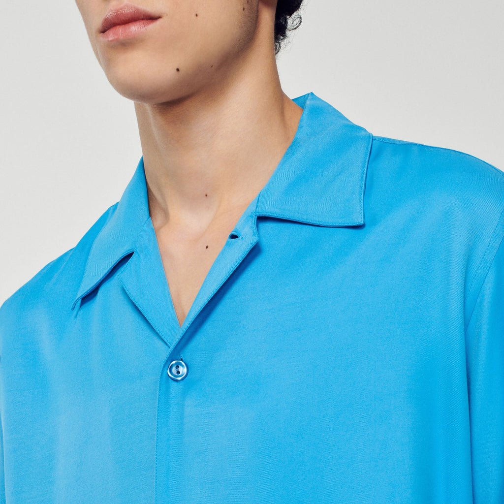Camisa Fluida Cuello Mao Hombre