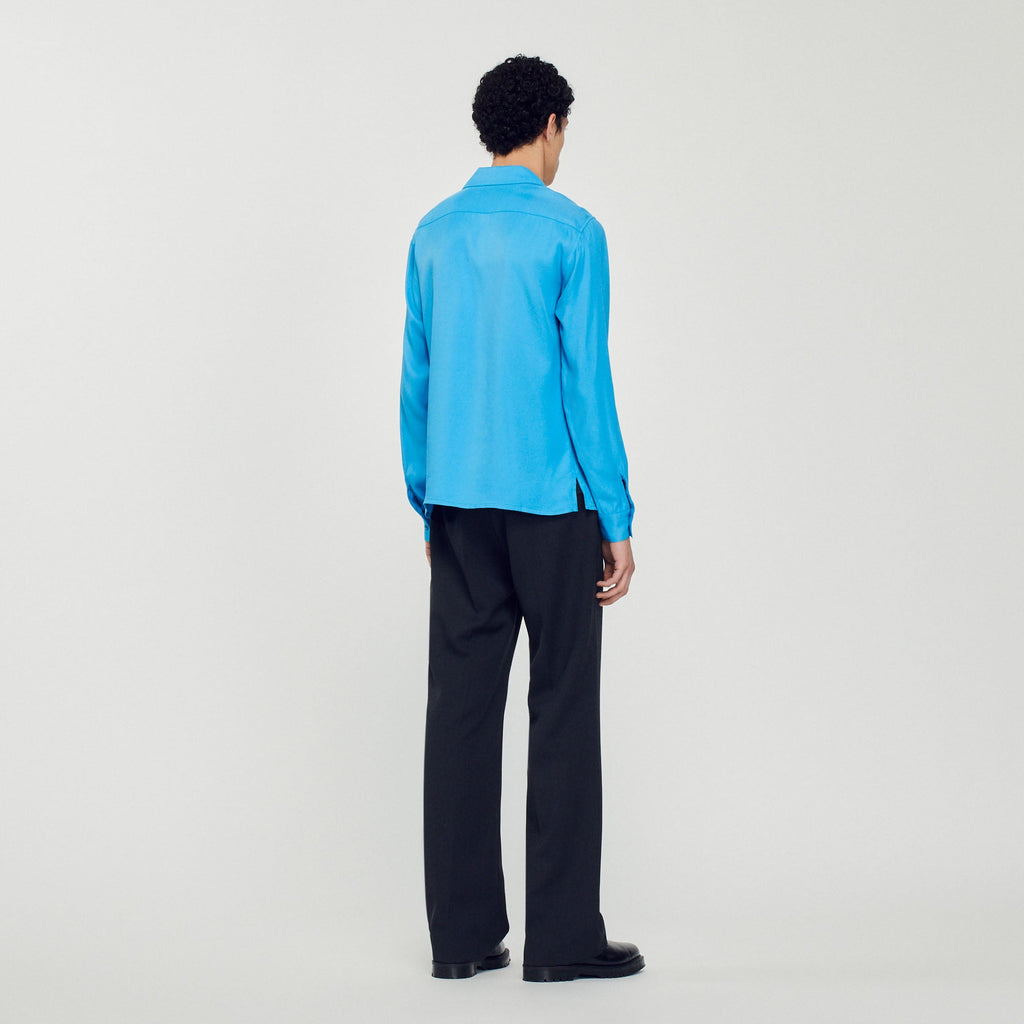 Camisa Fluida Cuello Mao Hombre