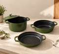 Sauter - 4-Piece Stackable Cookware Set - Cast Iron - Green