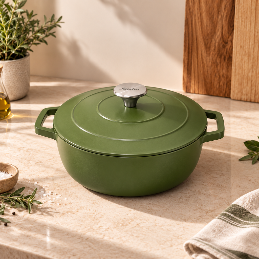 Sauter - Sauteuse Ronde Avec Couvercle - Fonte - Vert