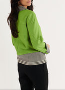 Top Manches Longues - Vert-Noir/Ecru - Femme