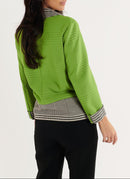 Top Manches Longues - Vert-Noir/Ecru - Femme