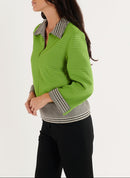 Top Manches Longues - Vert-Noir/Ecru - Femme