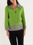 Top Manches Longues - Vert-Noir/Ecru - Femme