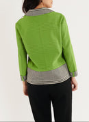 Top Manches Longues - Vert-Noir/Ecru - Femme