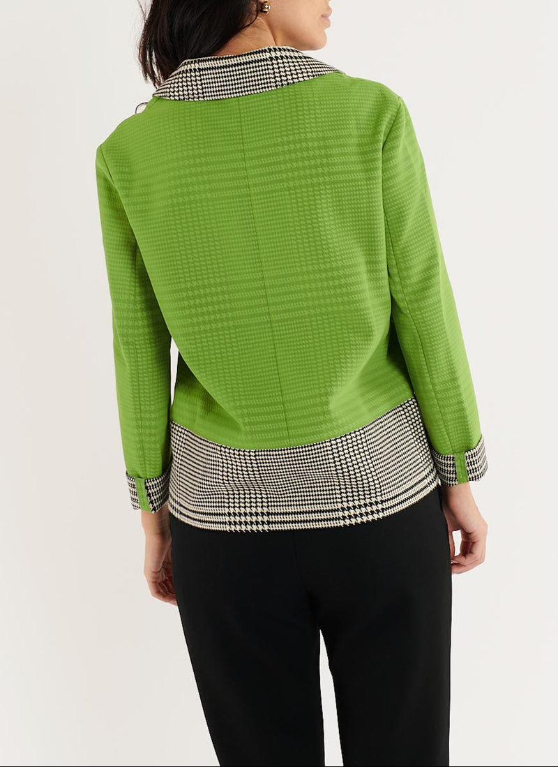 Top Manches Longues - Vert-Noir/Ecru - Femme