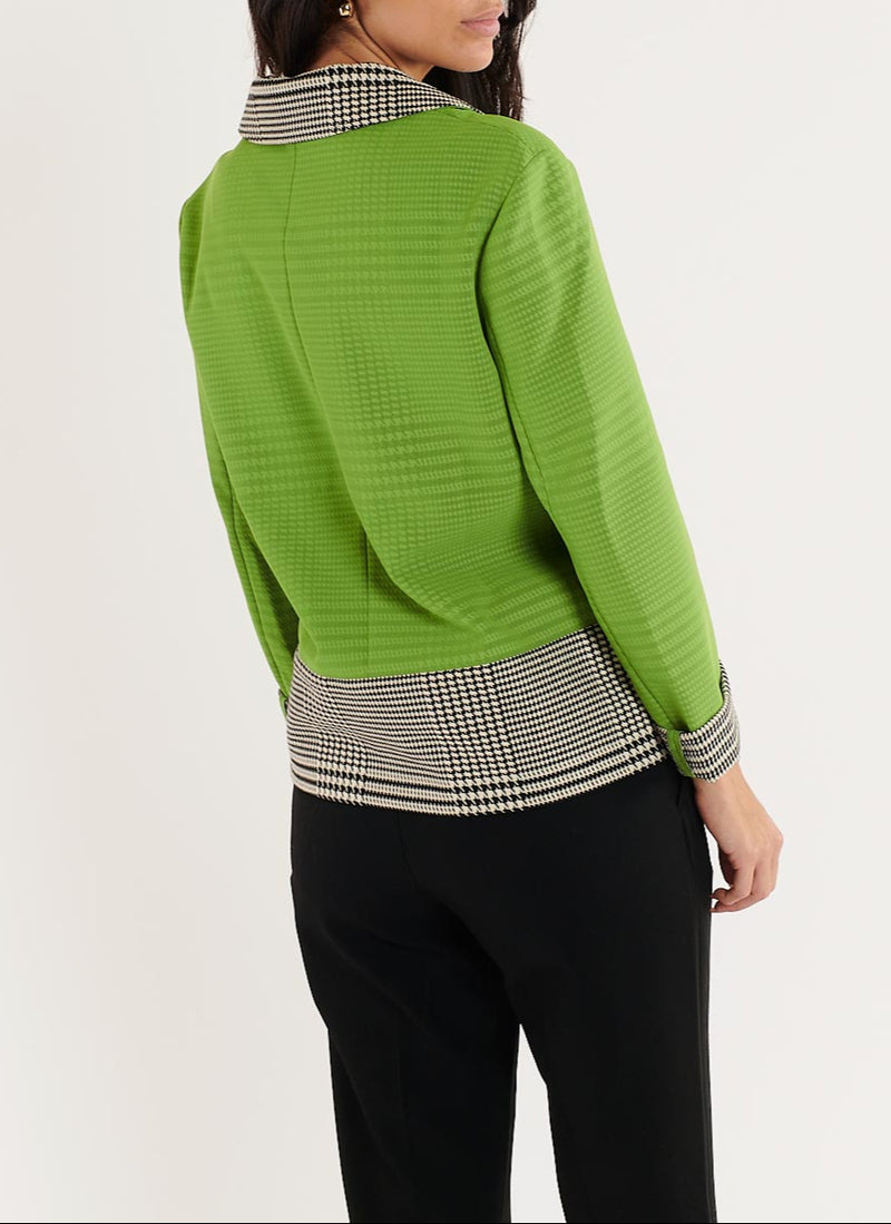 Top Manches Longues - Vert-Noir/Ecru - Femme