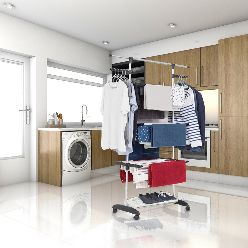 Séchoir à linge étendoir multifonction 18M ULTIMA 3 niveaux Noir et inox - REDDECO.com