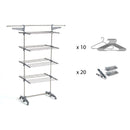 Séchoir à linge étendoir multifonction 30M EXTRA avec 30 accessoires 4 niveaux Gris et Inox - REDDECO.com