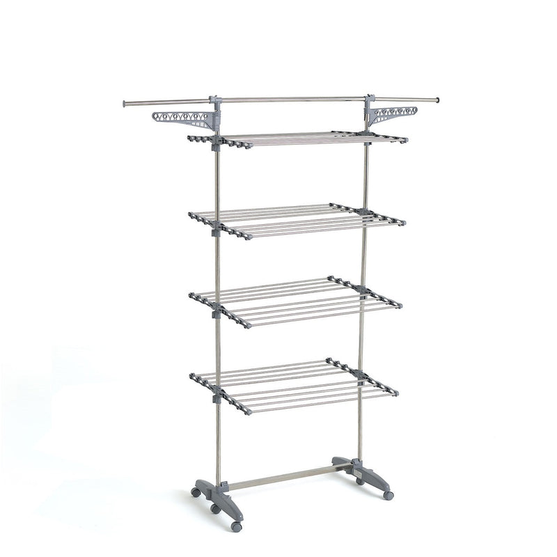 Séchoir à linge étendoir multifonction 30M EXTRA avec 30 accessoires 4 niveaux Gris et Inox - REDDECO.com