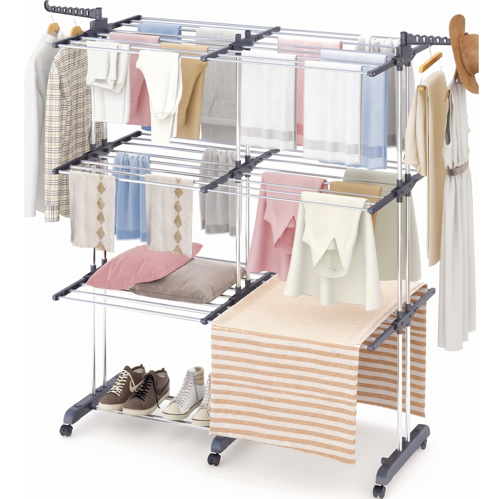 Étendoir À Linge Extra Xxl - 38M - 3 Niveaux - Gris