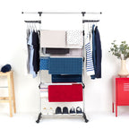 Séchoir à linge étendoir multifonction 25M ULTIMA 3 niveaux Noir et inox