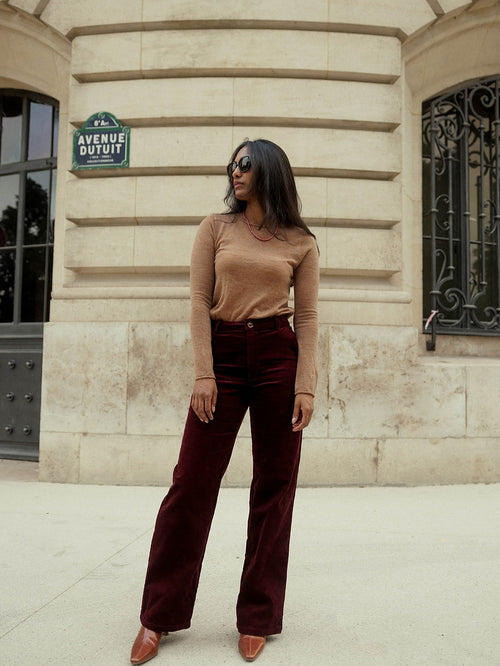 Solal Velvet Trousers - Burgundy
