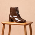 Bottines À Talons Camille - Chocolat Verni - Femme